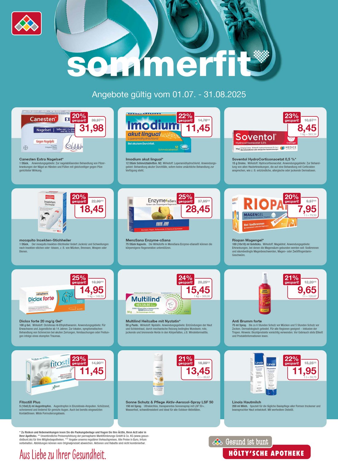 Flyer mit Angeboten für den Monat Juli + August